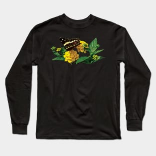Butterfly on Yellow Lantana Long Sleeve T-Shirt